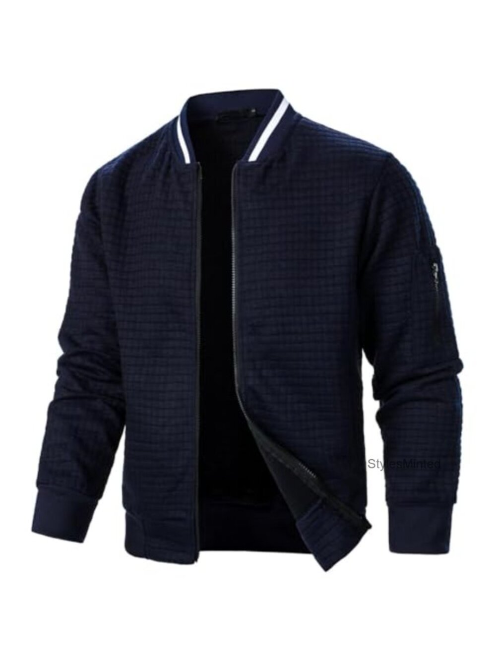 Men's Lightweight Waffle Knit Bomber Varsity Jacket Casual Zip Coat